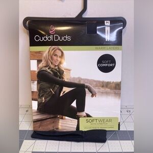 Cuddl Duds Soft Comfort Softwear Stretch Leggings Warm Layers Black Sz M